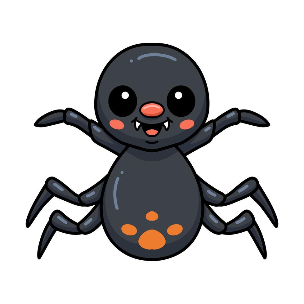 Cute little black spider cartoon vector