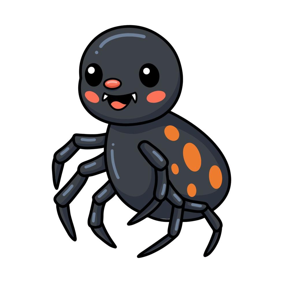 linda pequeña caricatura de araña negra vector