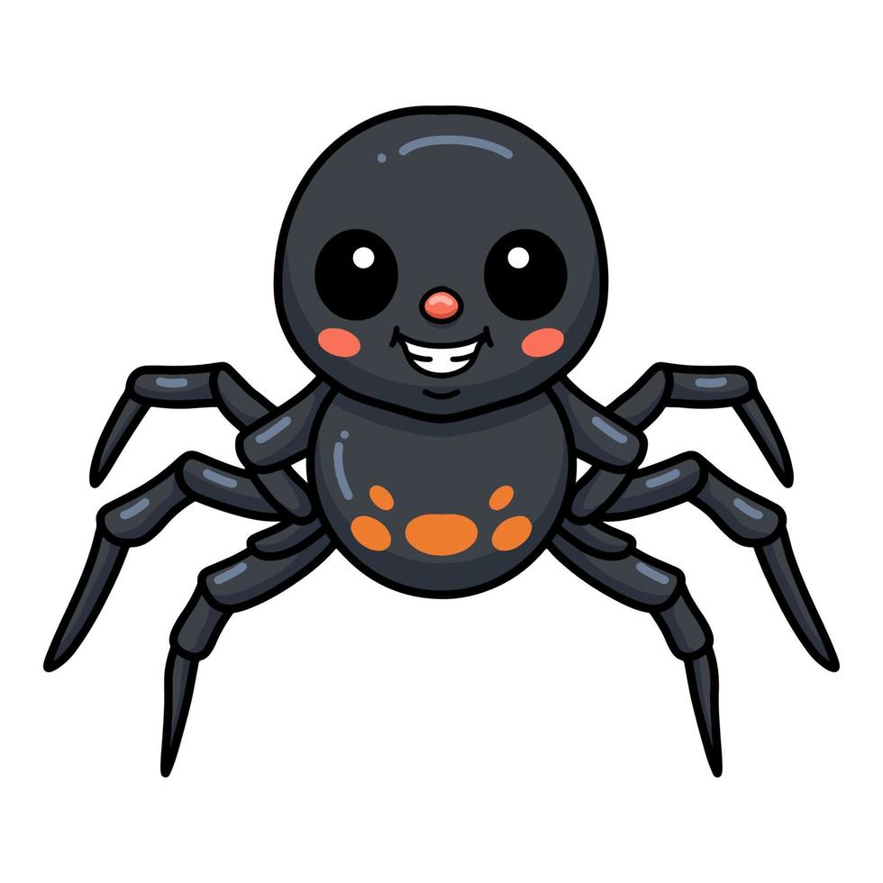 Cute little black spider cartoon vector