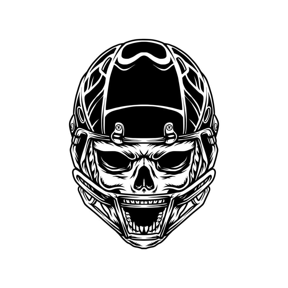 Football skull vector illustration for tshirt design, mascot logo, emblem