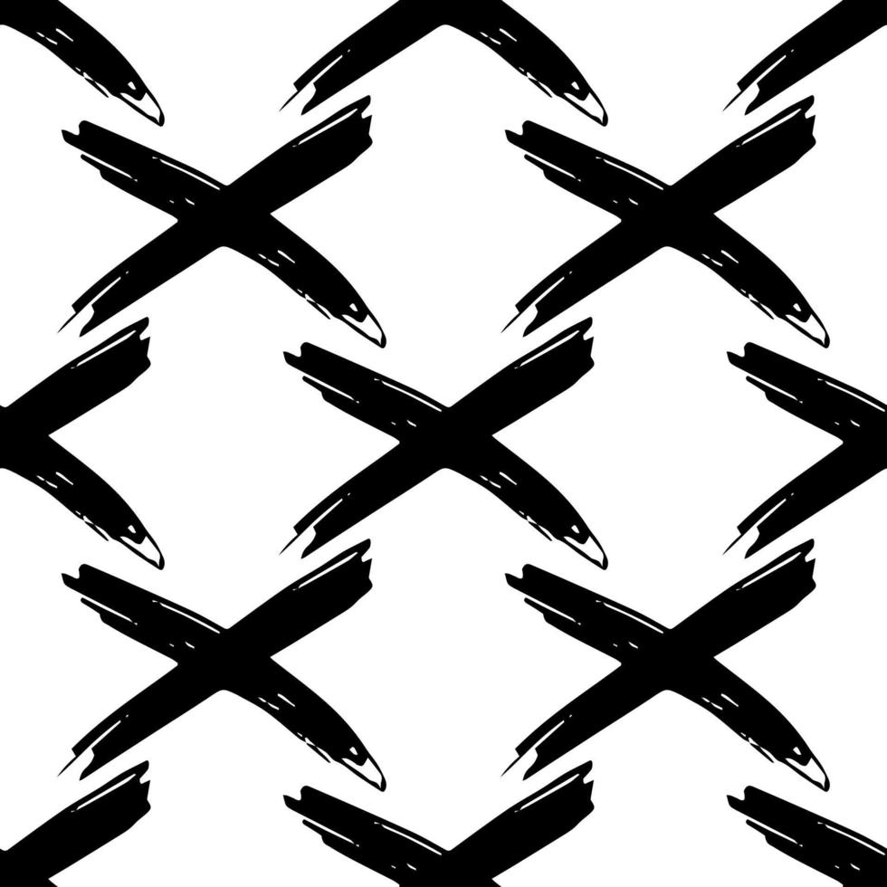 cruces de patrones sin fisuras. tachado - patrón vectorial en estilo plano. tachar - pincelada de abstracción. prohibición de dibujo de pluma de arte vector