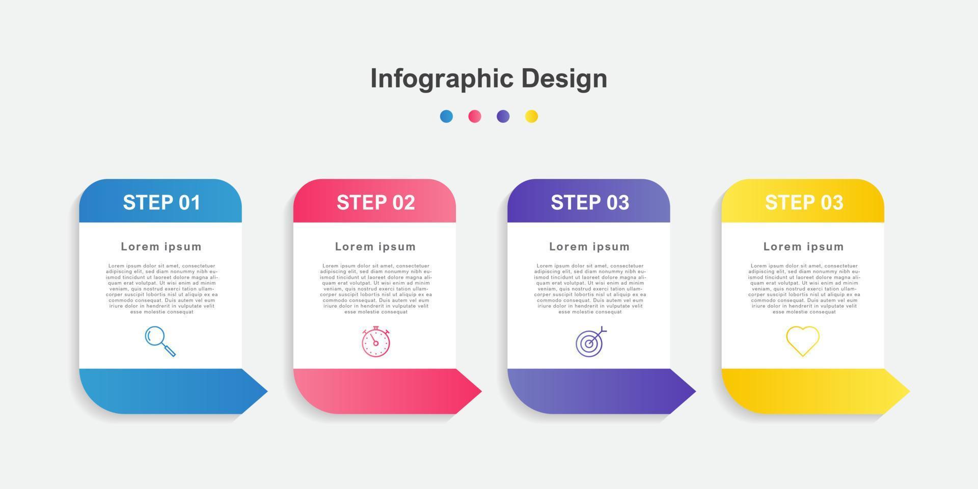 plantilla de infografía empresarial abstracta colorida de cuatro pasos vector