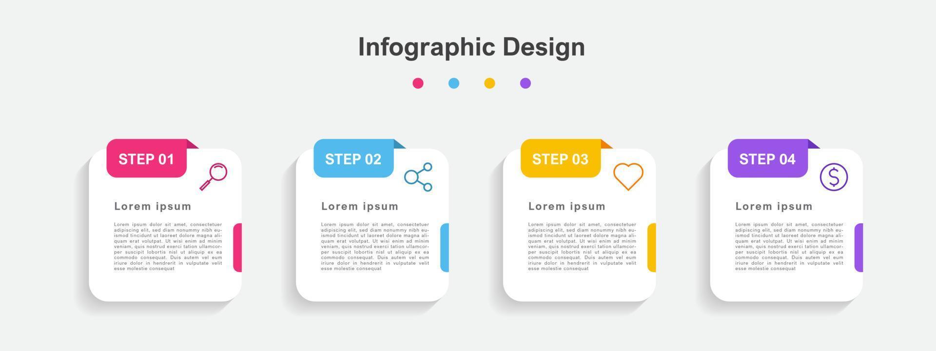 plantilla de infografía empresarial abstracta colorida de cuatro pasos vector