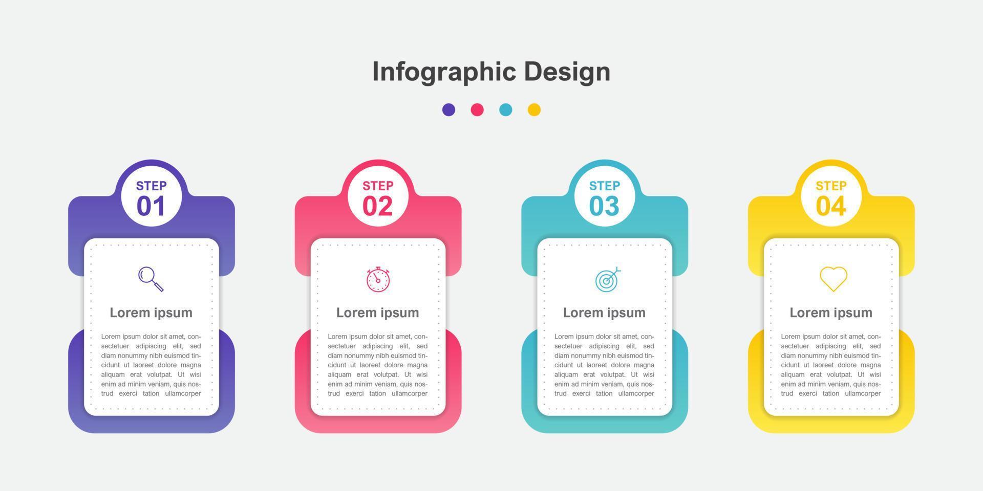plantilla de infografía empresarial abstracta colorida de cuatro pasos vector