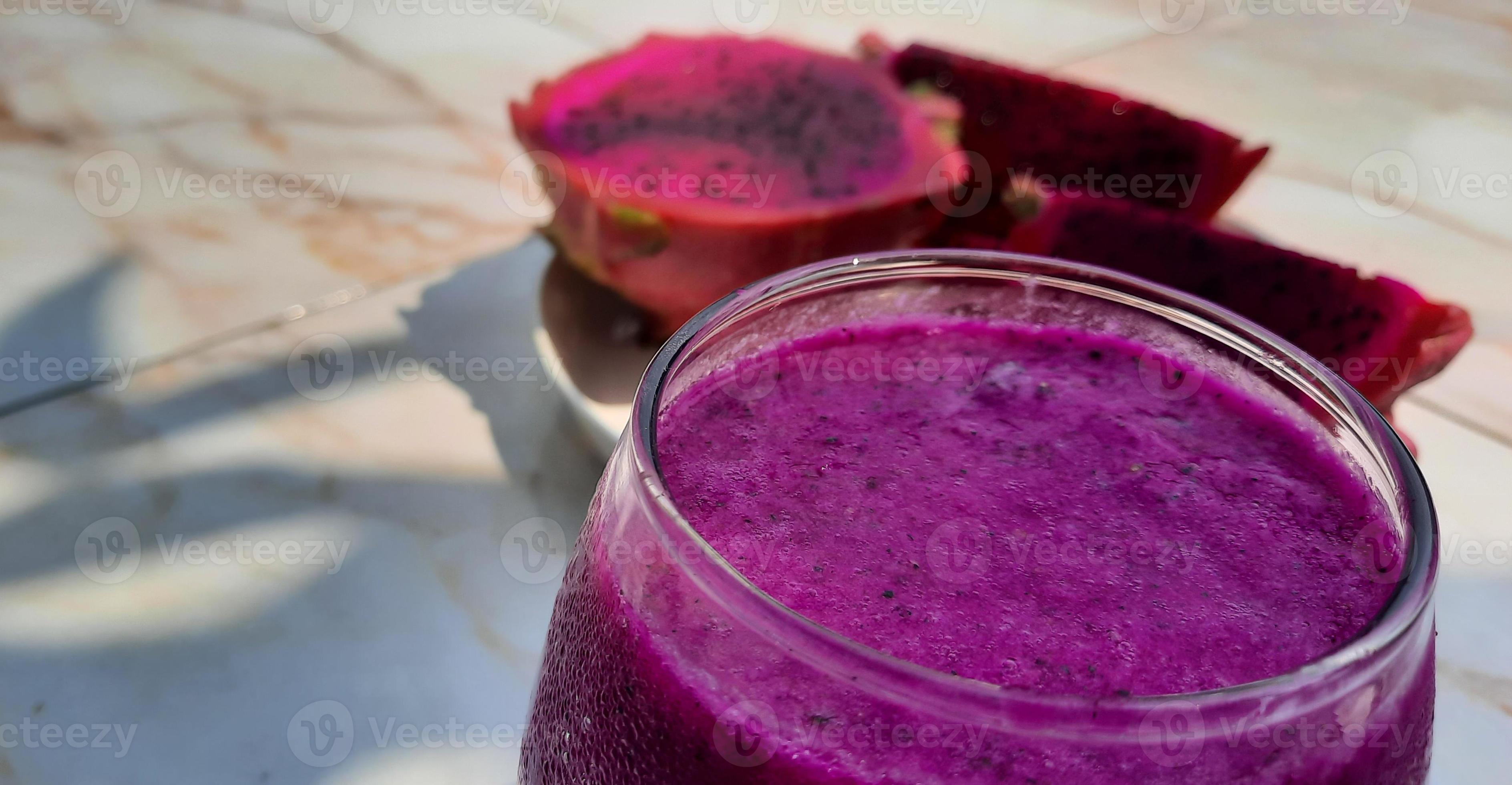 Red dragon fruit juice with liquid sugar and fresh milk complete with