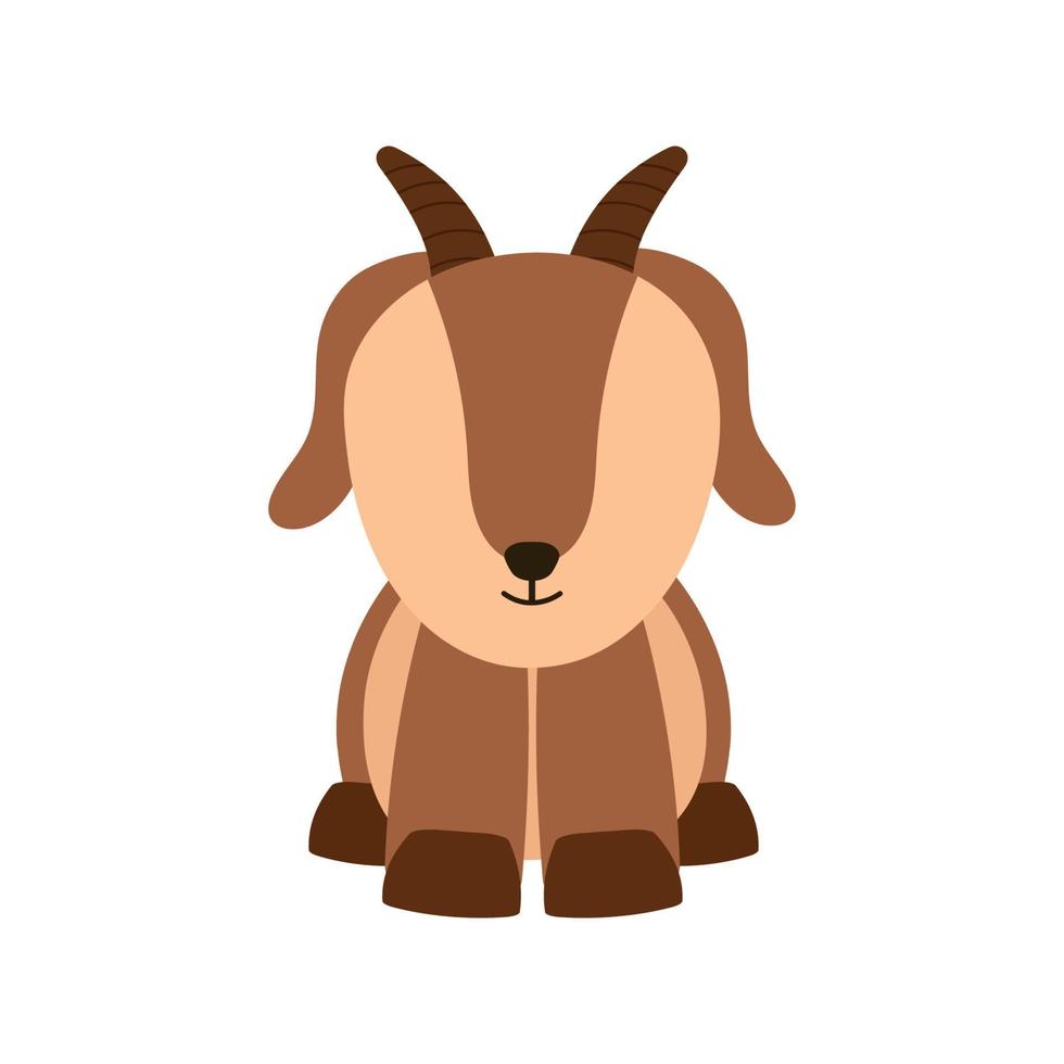 Cute Goat Sitting Farm Animal in Animated Cartoon Vector Illustration