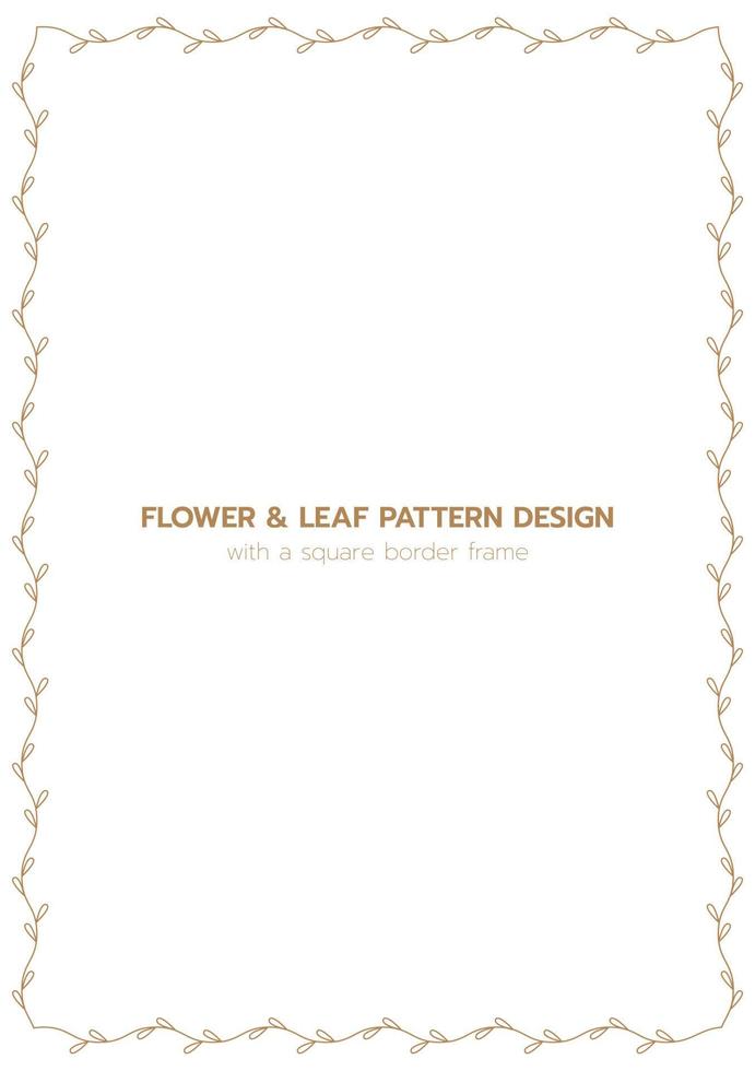 Leaf and flower pattern design with a rectangle border frame vector