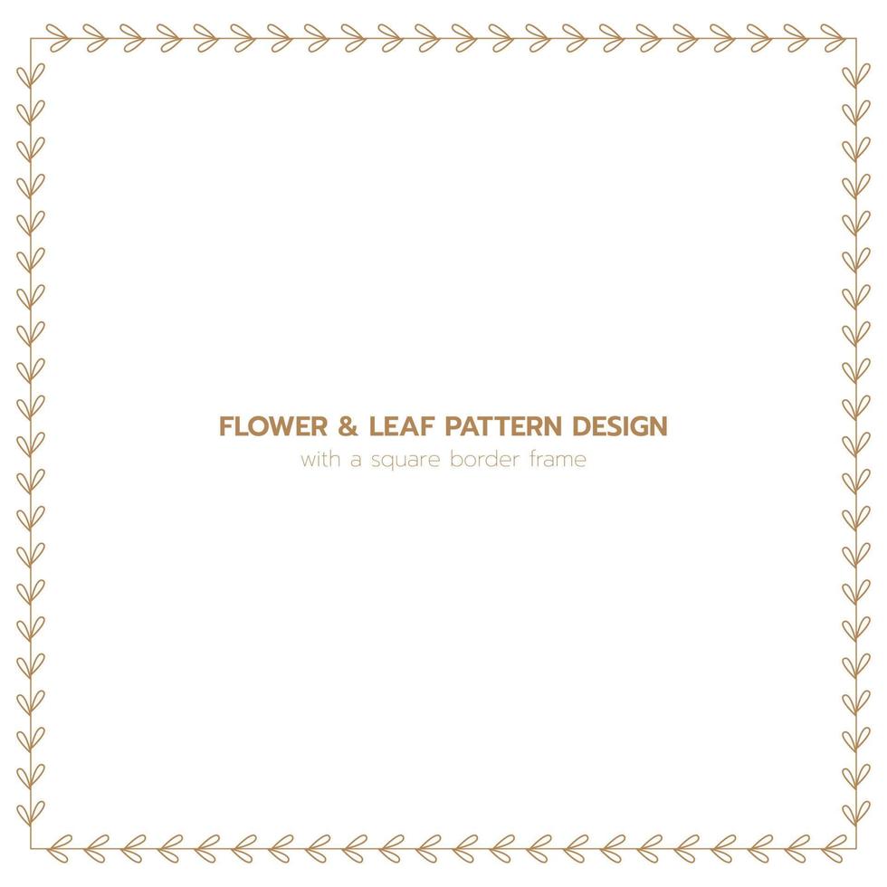 Leaf and flower pattern design with a square border frame vector