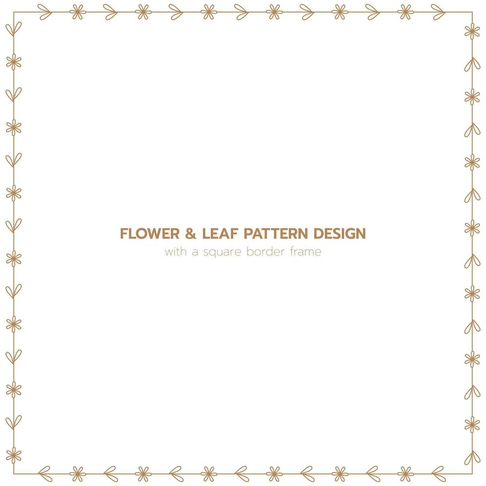 Leaf and flower pattern design with a square border frame vector