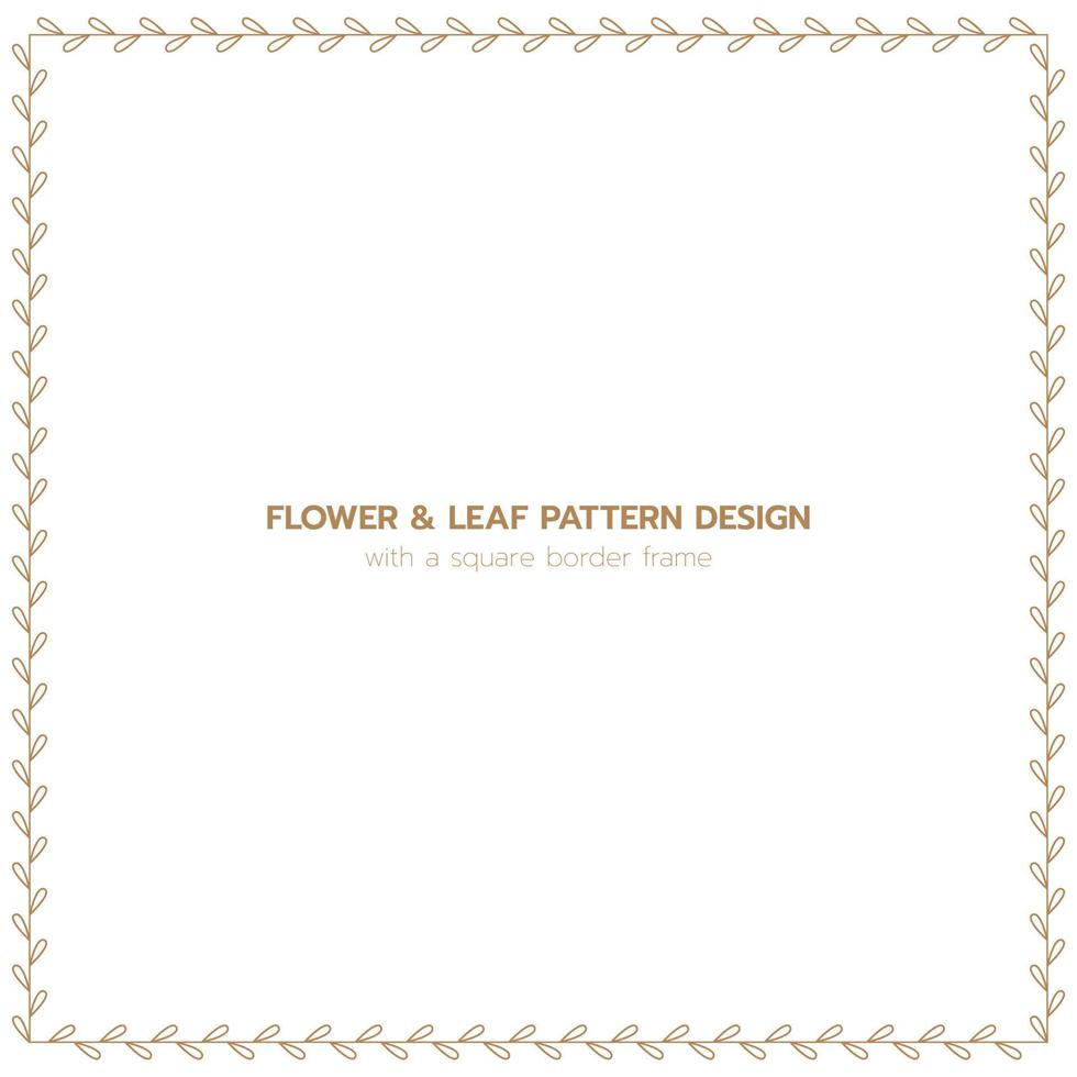 Leaf and flower pattern design with a square border frame vector