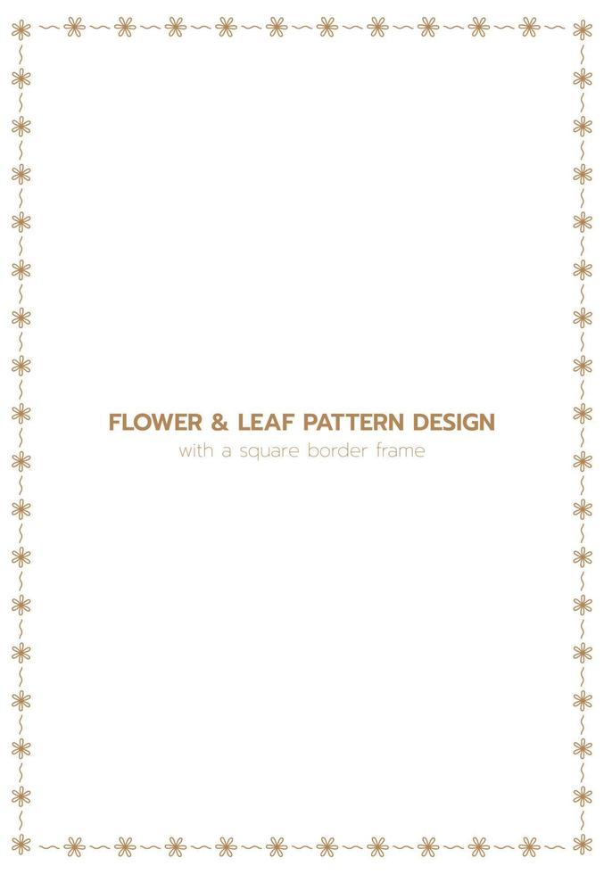 Leaf and flower pattern design with a rectangle border frame vector