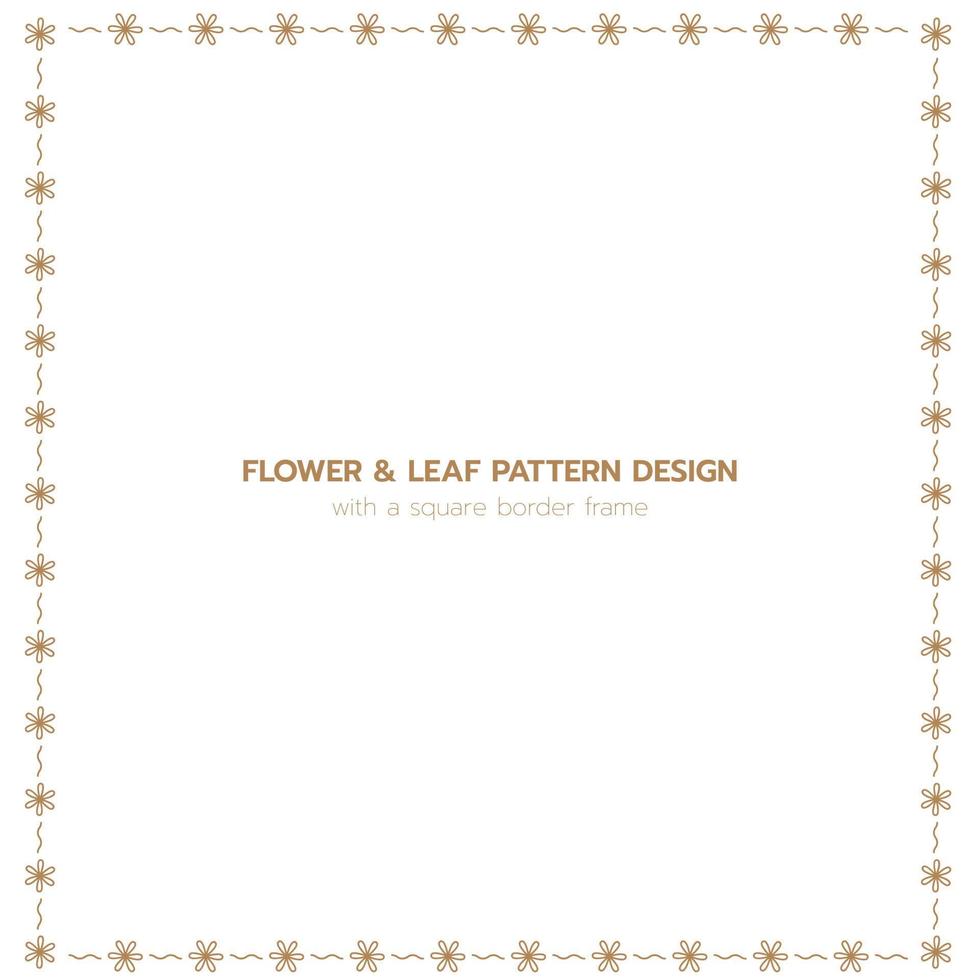 Leaf and flower pattern design with a square border frame vector