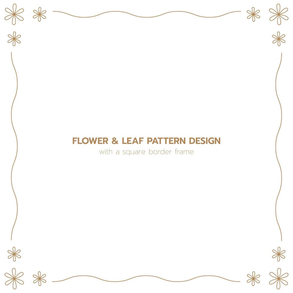 Leaf and flower pattern design with a square border frame vector