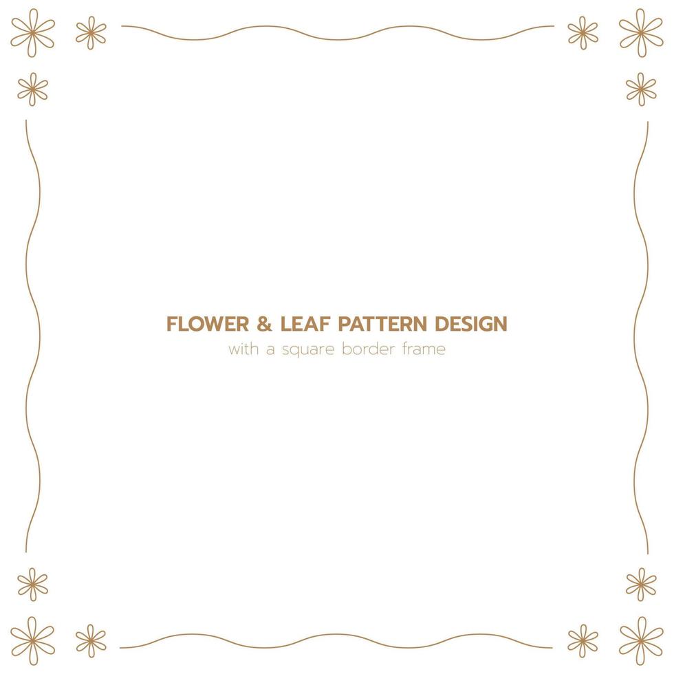 Leaf and flower pattern design with a square border frame vector