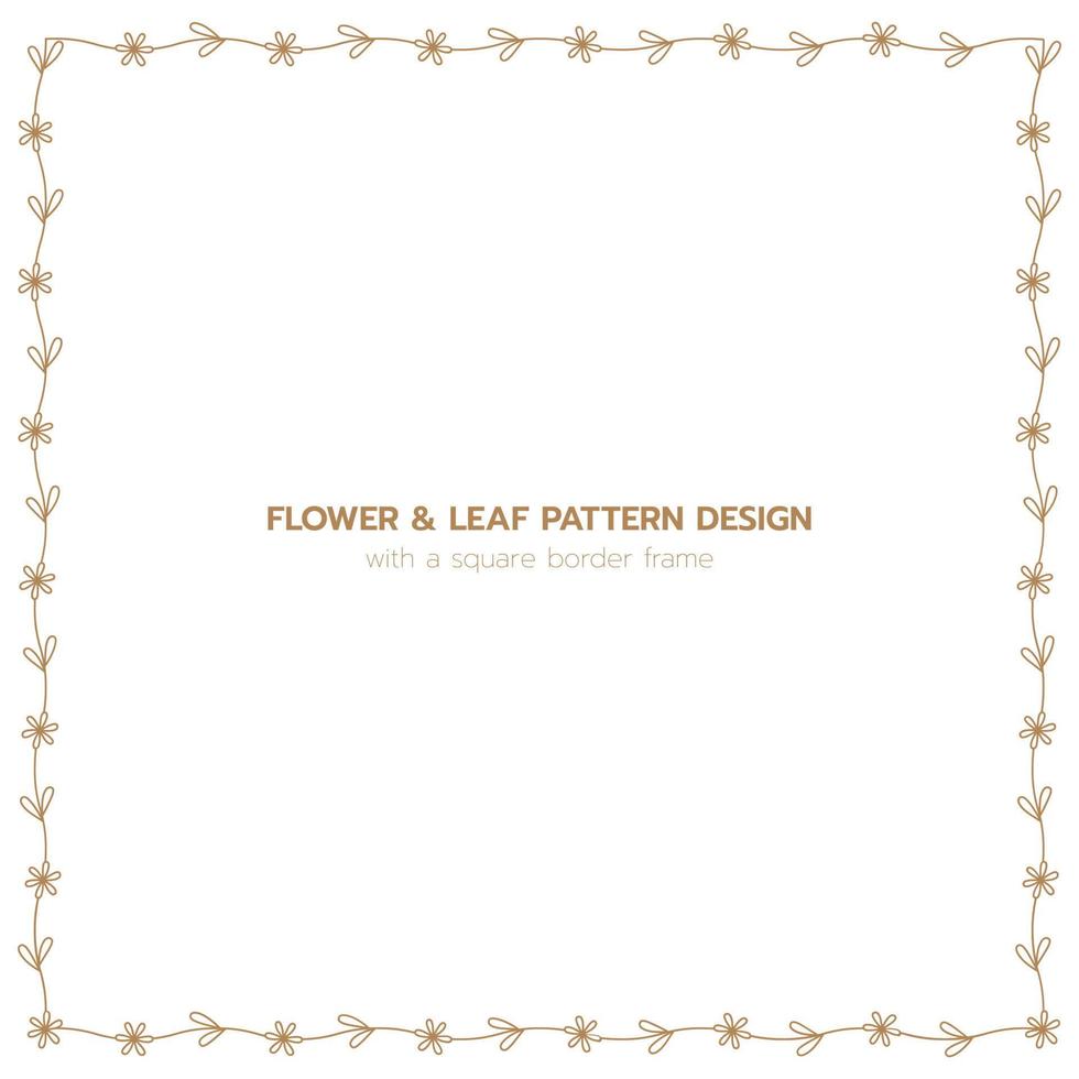 Leaf and flower pattern design with a square border frame vector