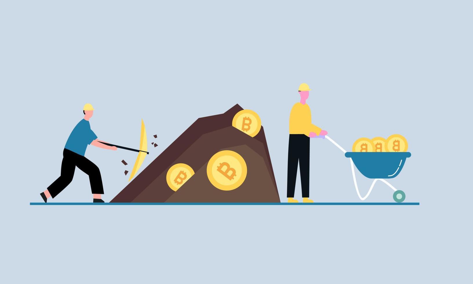 Bitcoin mining cryptocurrency mining investors invest in bitcoin technology concept vector