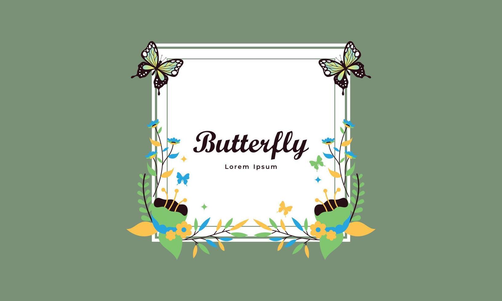 Wreath template and butterfly logo in watercolor style vector