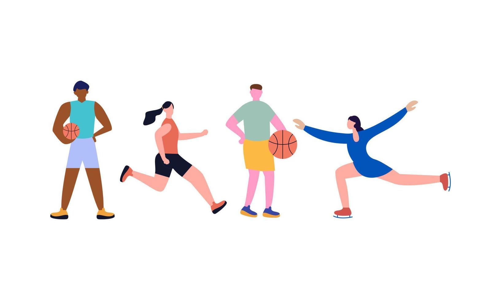 Summer sports of various athletes vector illustration