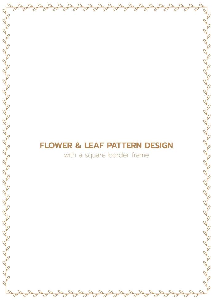 Leaf and flower pattern design with a rectangle border frame vector