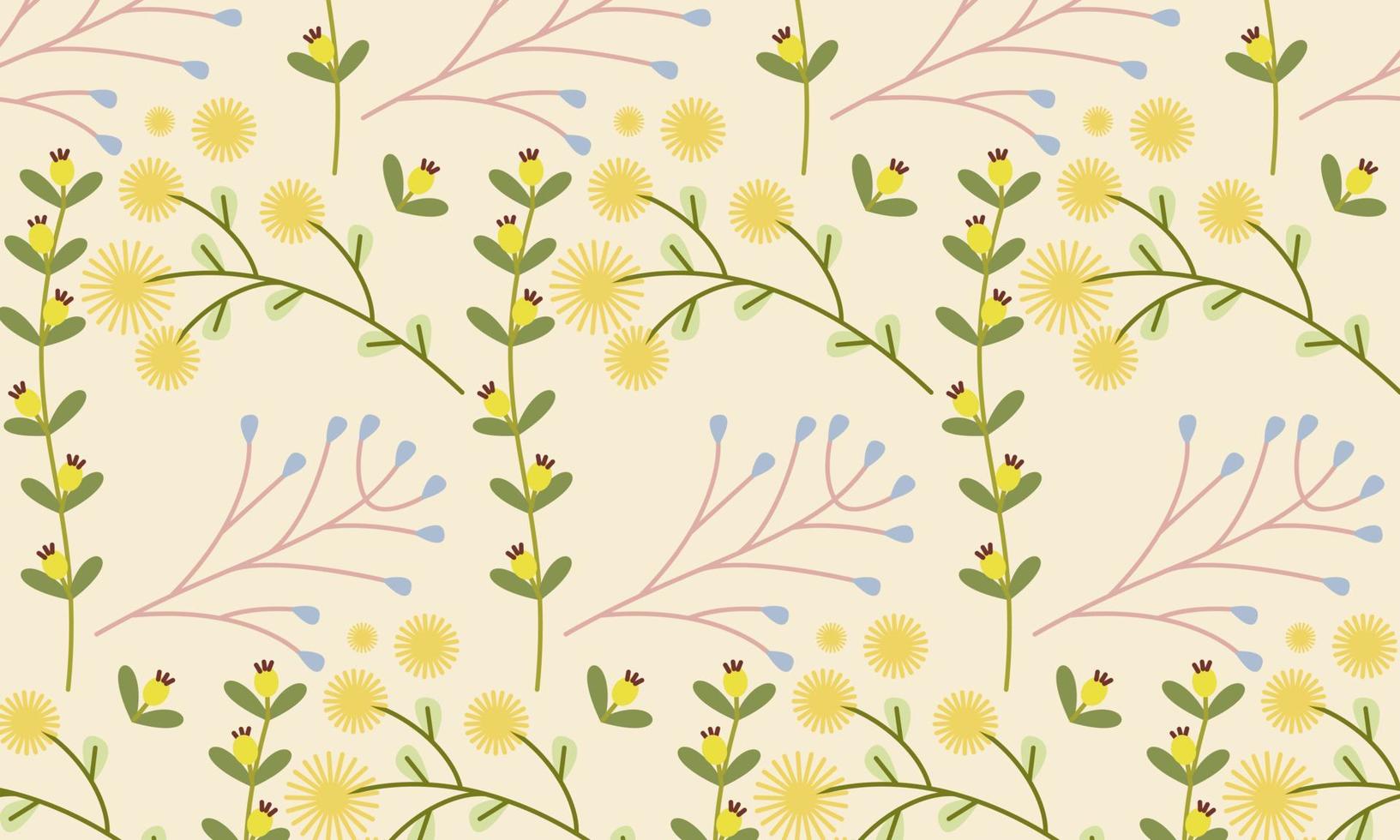 Cute nature flowers and leaves vector. Small colorful flowers vector