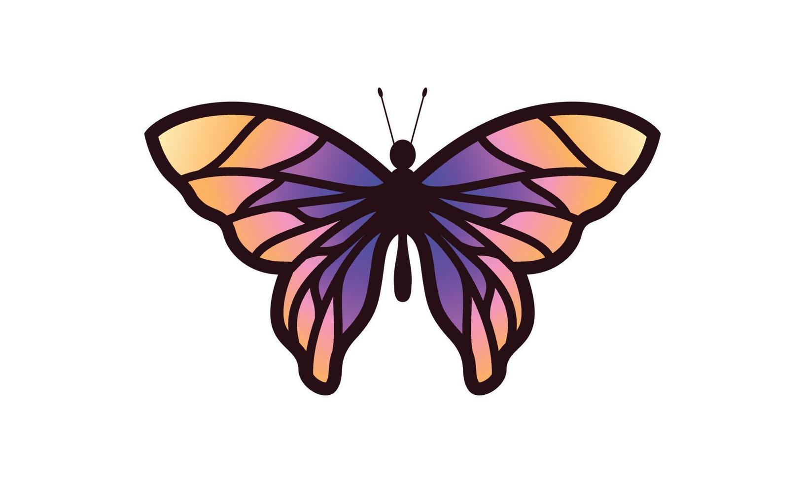 Beautiful color butterfly logo vector art illustration