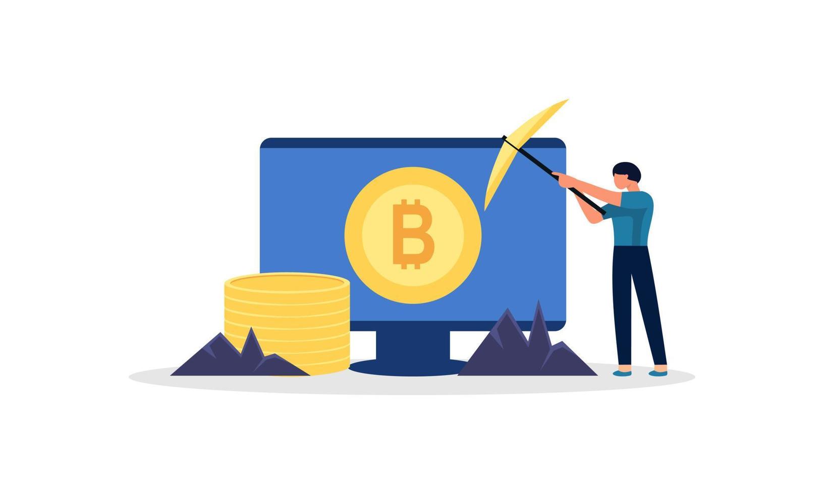 Los inversores en minería de criptomonedas de minería de bitcoin invierten en el concepto de tecnología de bitcoin vector