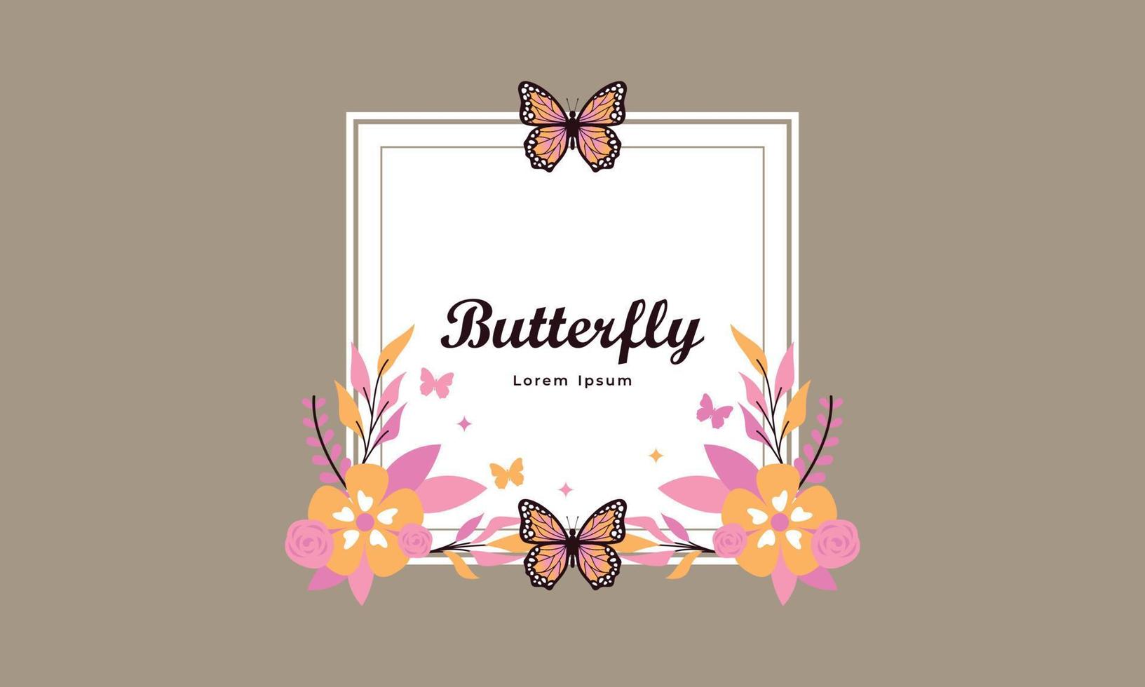 Wreath template and butterfly logo in watercolor style vector