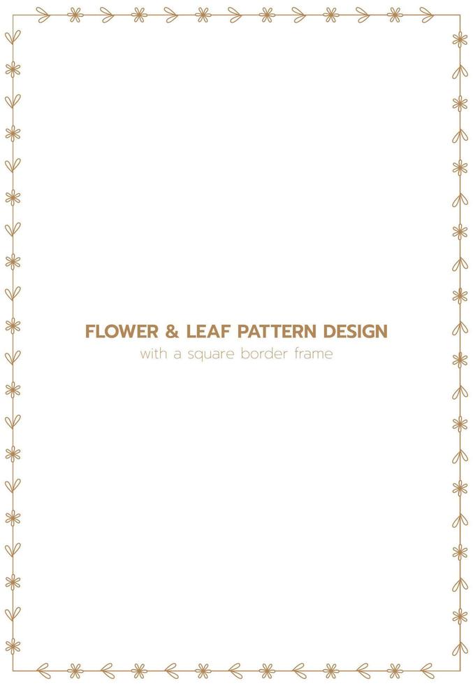 Leaf and flower pattern design with a rectangle border frame vector