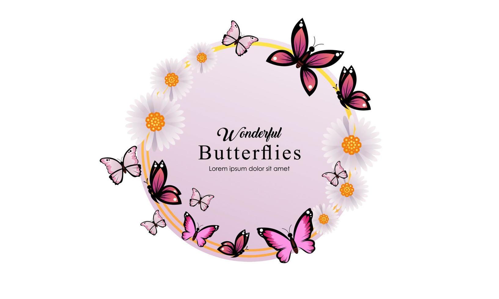 Wreath template and butterfly logo in watercolor style vector
