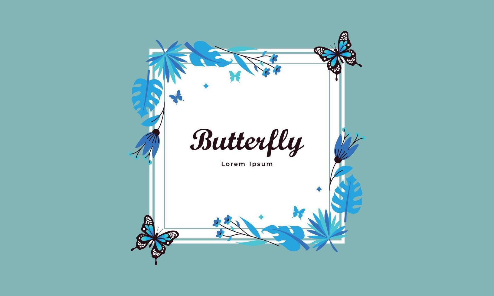 Wreath template and butterfly logo in watercolor style vector