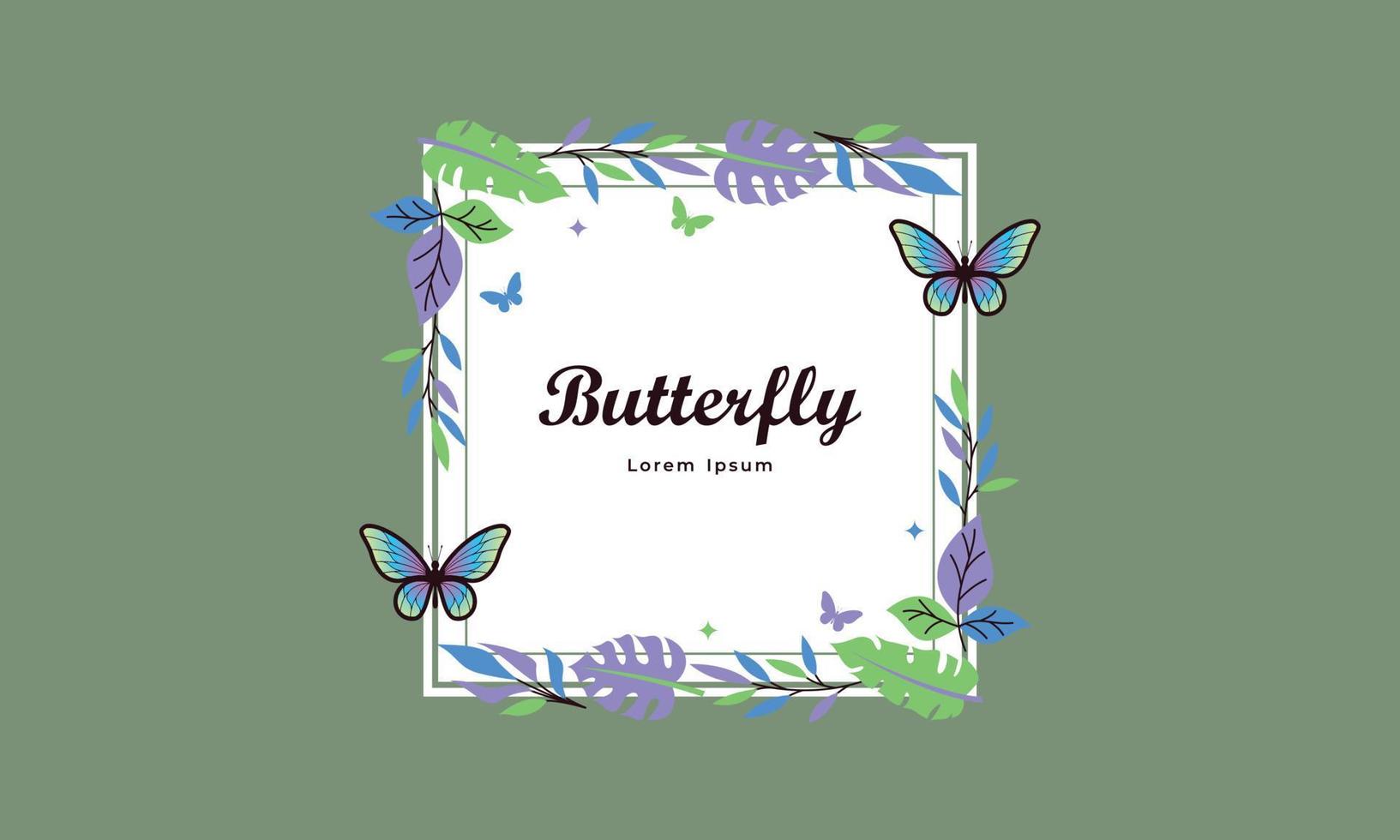 Wreath template and butterfly logo in watercolor style vector