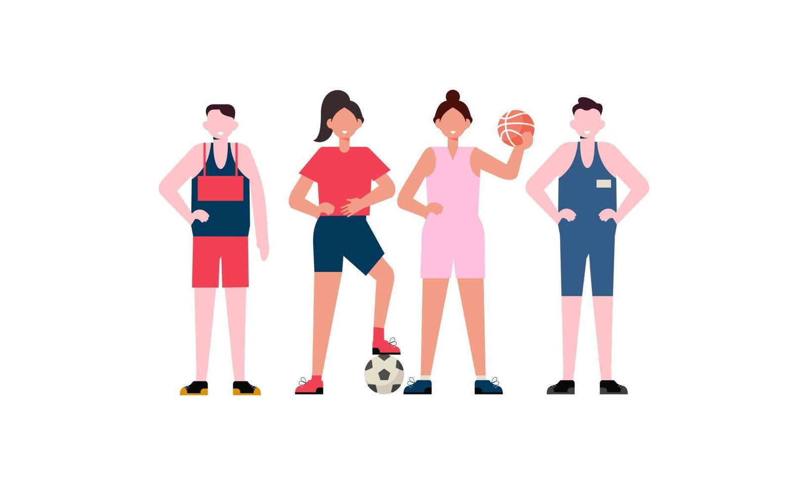 Summer sports of various athletes vector illustration