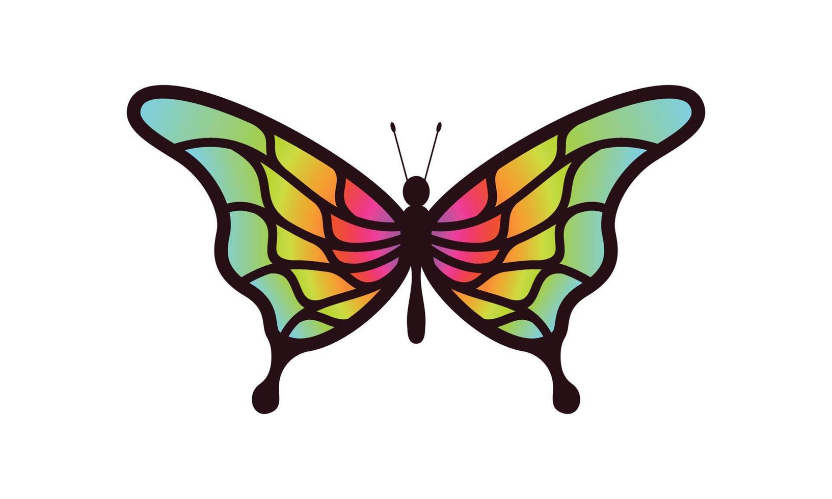 Beautiful color butterfly logo vector art illustration