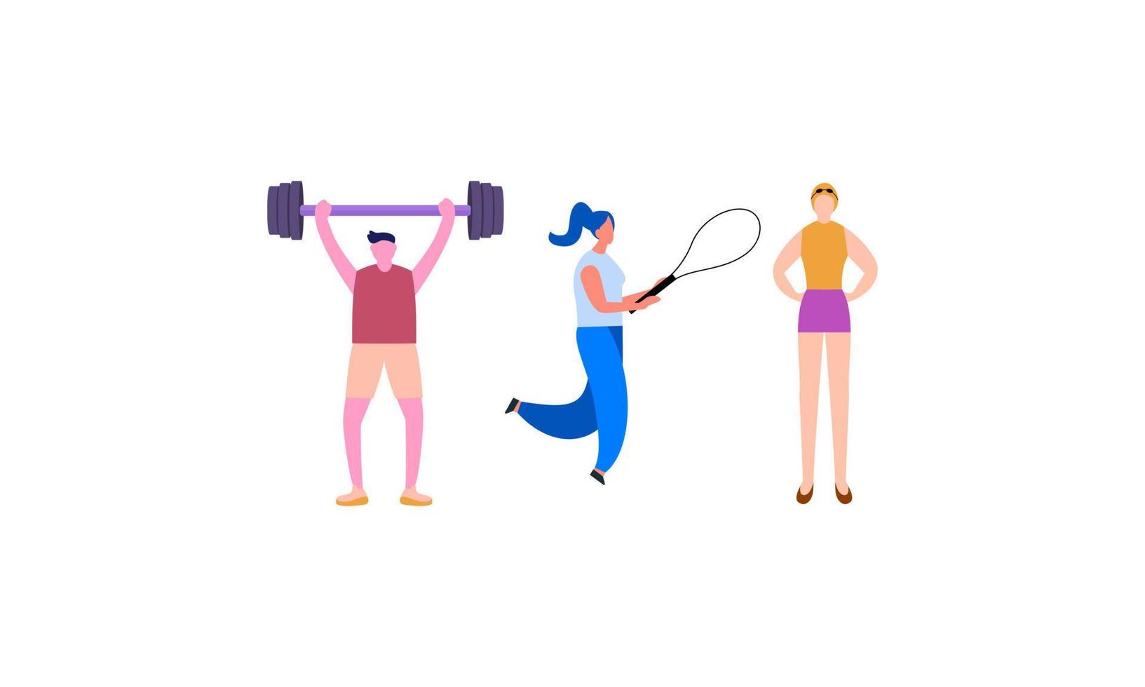 Summer sports of various athletes vector illustration