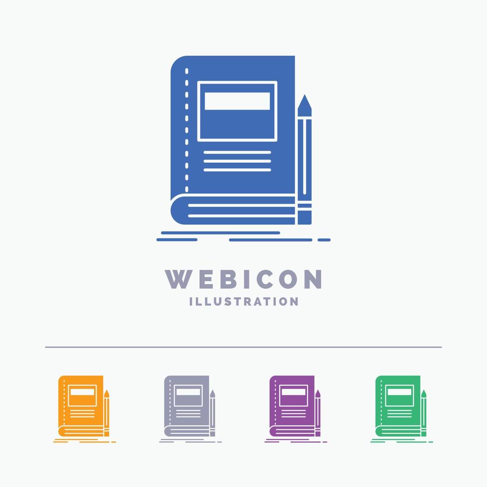 Book. business. education. notebook. school 5 Color Glyph Web Icon Template isolated on white. Vector illustration