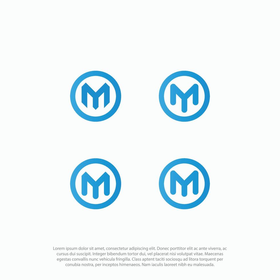 initial letter my ym linked round modern badge icon logo gradient blue vector