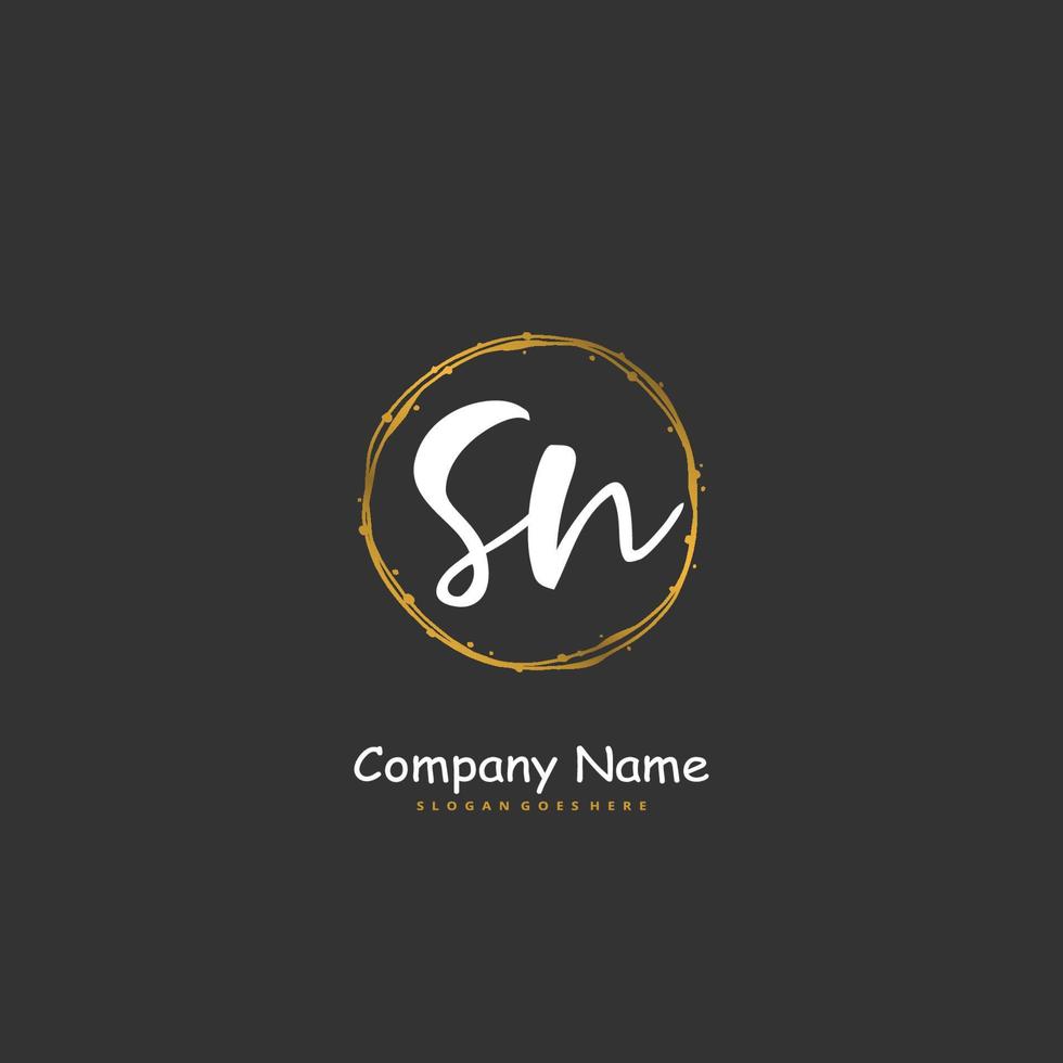 SN Initial handwriting and signature logo design with circle. Beautiful design handwritten logo for fashion, team, wedding, luxury logo. vector