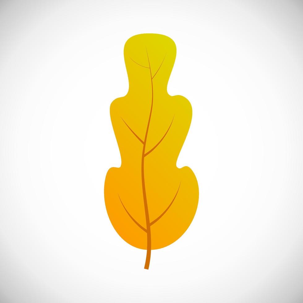 Yellow oak leaf. Autumn leaf of a tree on a white background. Vector illustration