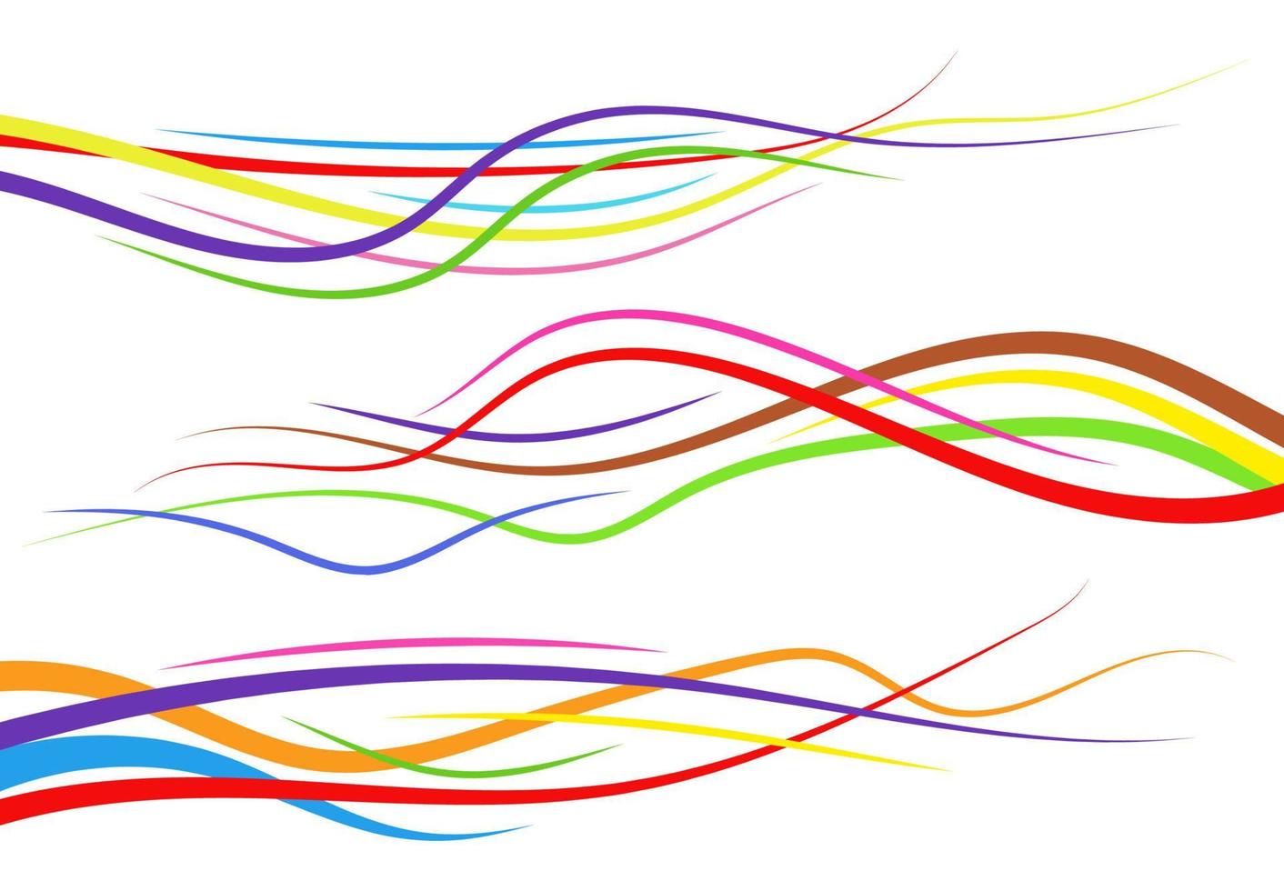 Set of abstract color curved lines. Wave design element. Vector illustration.