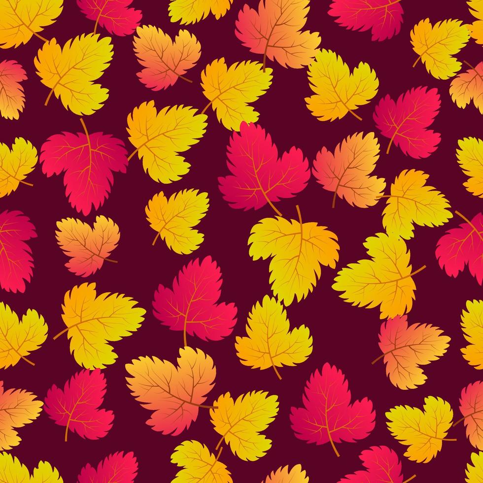 Autumn seamless background with maple colorful leaves. Design for fall season posters, wrapping papers and holidays decorations. Vector illustration