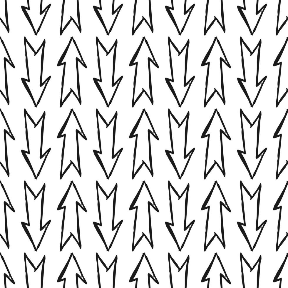 Seamless pattern with black hand drawn arrows. Vector illustration