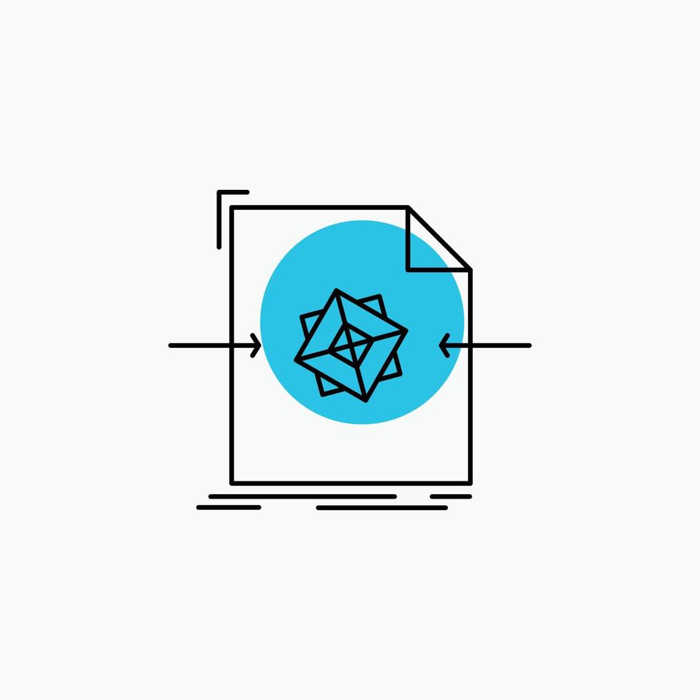 3d. document. file. object. processing Line Icon vector