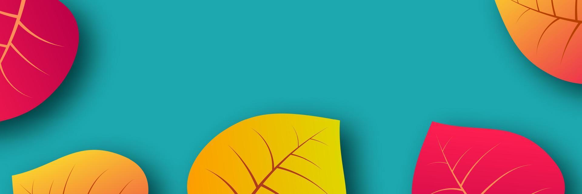 Autumn background with maple yellow leaves and place for text. Banner design for fall season banner or poster. Vector illustration