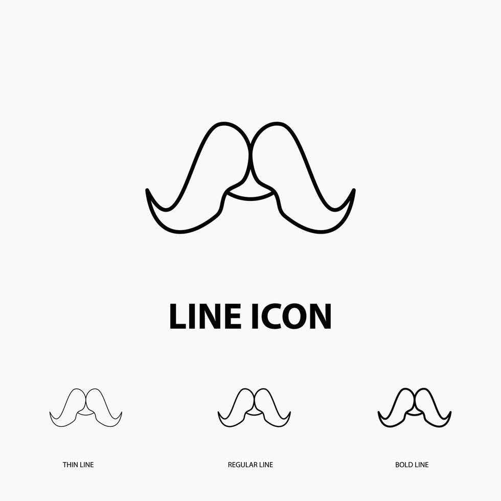 moustache. Hipster. movember. male. men Icon in Thin. Regular and Bold Line Style. Vector illustration
