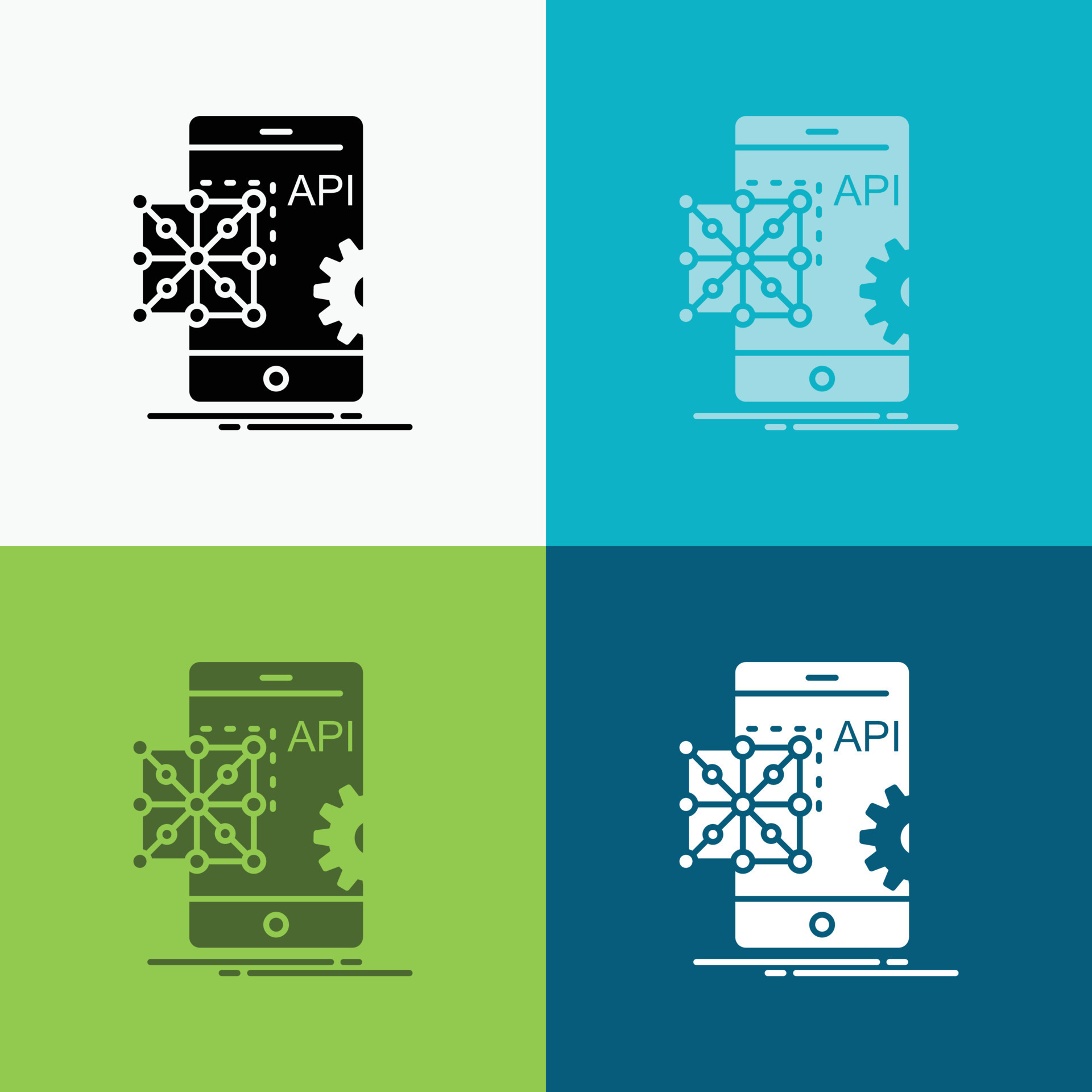 Api. Application. coding. Development. Mobile Icon Over Various ...