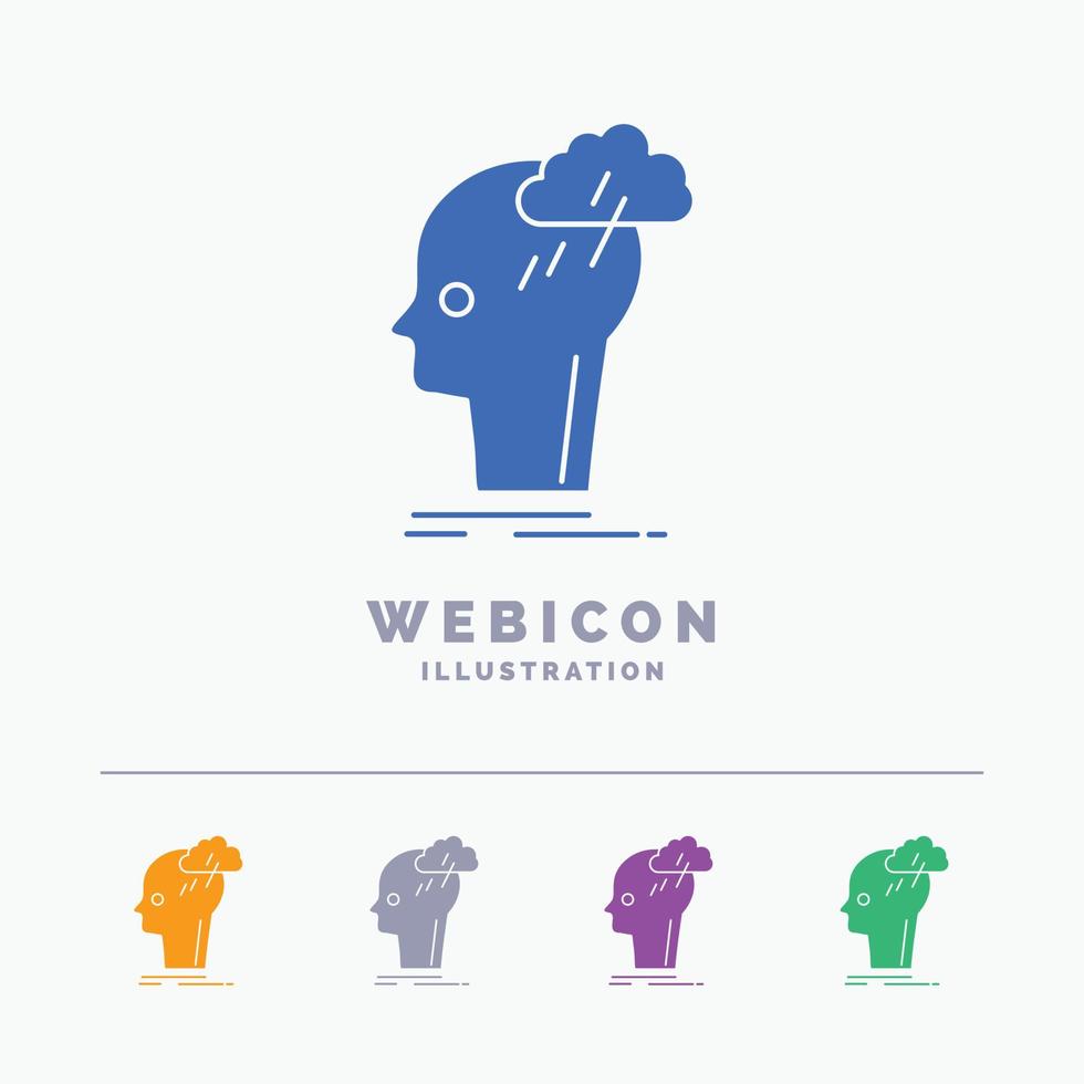 Brainstorm. creative. head. idea. thinking 5 Color Glyph Web Icon Template isolated on white. Vector illustration