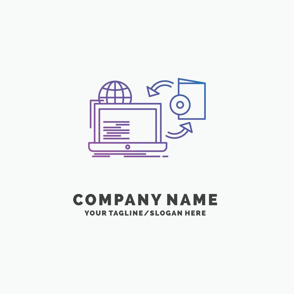 Disc. online. game. publish. publishing Purple Business Logo Template. Place for Tagline vector