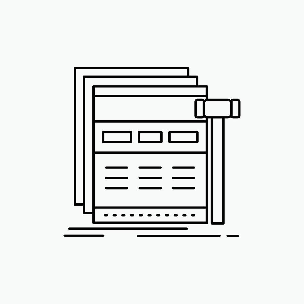Internet. page. web. webpage. wireframe Line Icon. Vector isolated illustration