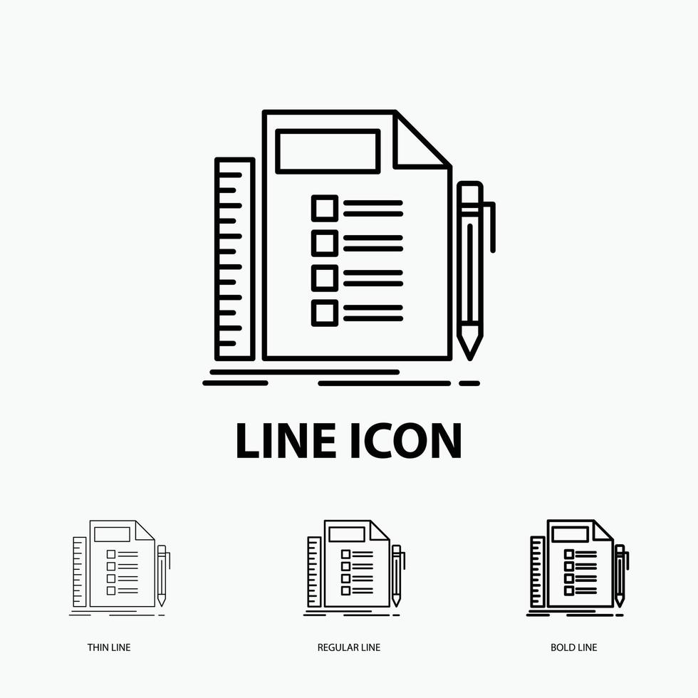 Business. list. plan. planning. task Icon in Thin. Regular and Bold Line Style. Vector illustration