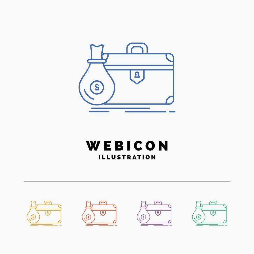 briefcase. business. case. open. portfolio 5 Color Line Web Icon Template isolated on white. Vector illustration